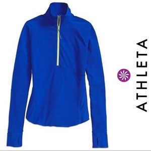 Athleta Malibu Hike Half Zip Cobalt Blue Top